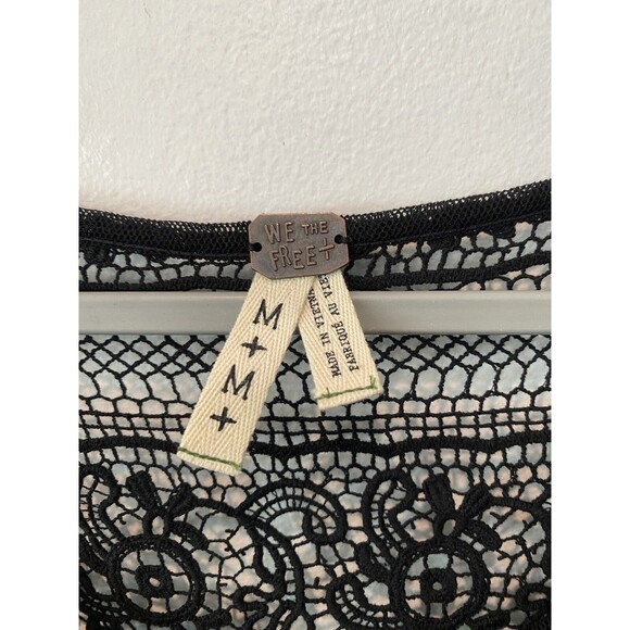 We the Free Black Lace Top Long Sleeve V Neck Goth Romantic Sheer Size M - Picture 2 of 4